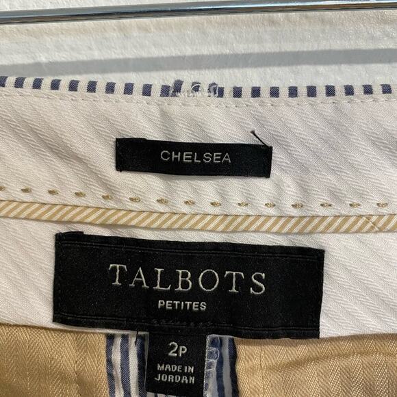 Talbots Chelsea Navy Striped Straight Leg Crop Pant Sz 2P - Picture 6 of 10